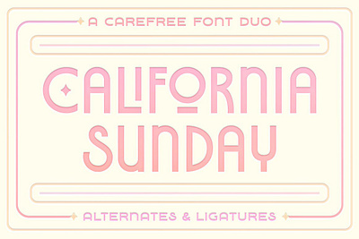 California Sunday Font Duo all caps font branding font font duo font pair font pairing greek font ligature font logo font millennial font minimalist font modern font modern font bundle retro font sans serif font sans serif typeface typeface duo