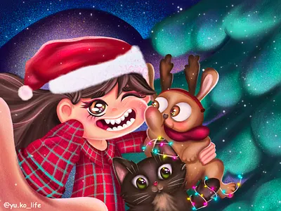 New Year's card from Yuko artist artwork brand character card cartoon cartoon character character drawing happy new year illustration illustration art illustrator paint procreate procreate art