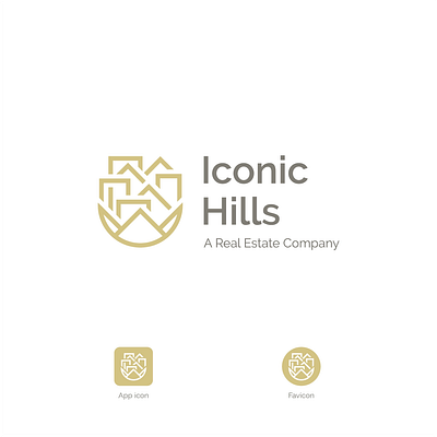 Iconic Hills branding builder building logo buildings classic company design gold hills homes icons logo luxury real estate realestate realestatelogo vintage