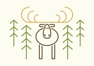 Moose Meese animals antlers creatures design flat forest graphic illustration icon illustration minimal moose trees woods