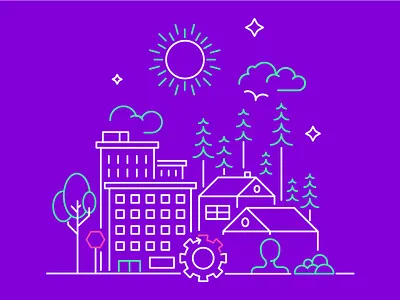 Workplace Inspired 03 adobe illustrator brand design branding city cityscape corporate design icon design iconography icons illustration purple vector vector illustration