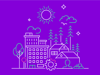 Workplace Inspired 03 adobe illustrator brand design branding city cityscape corporate design icon design iconography icons illustration purple vector vector illustration