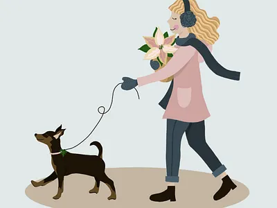 Plant shopping with dog botanical art christmas digital illustration dog drawing fun with faces illustration ipad plant illustration plant love procreate procreate art urbanjungle vector winter