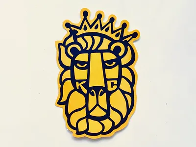 "KC" Lion animal blue color crown decal illustration kansascity lion print printed sticker typography vintage yellow
