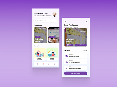 Courses Learning (Mobile App) adobe app courses design education education app figma learning app mobile app theme ui ui design user interface