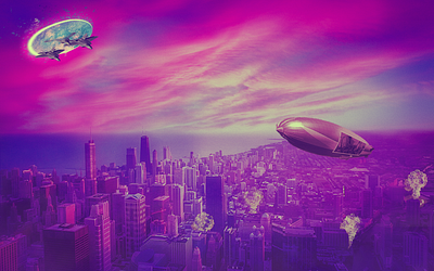 Blimp Attack cyberpunk design gradient manipulation neon photoshop purple purple gradient