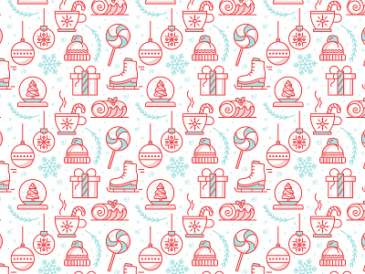 Holiday Pattern | Day 9 candy cane christmas christmas tree holiday season holly jolly design challenge hot cocoa ice skate icon pattern iconography icons illustration lolipop minimalist monoline present snowflake tinsel winter yule log