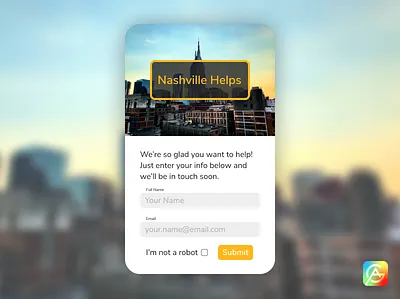 Nashville Helps Sign Up Modal dailyuichallenge ui