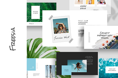 Freesia aesthetic blue blue and white branding clean creative hipster keynote layout powerpoint presentation simplicity summer