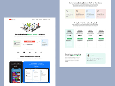 Remote Support Software Website design landing page landing page design landingpage remotework sakthi sakthi ™ website website concept website design