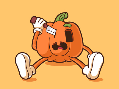 pumpkin carving cartoon carve carving character cute diy do it yourself funny illustration pain pumpkin vector