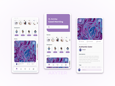 Social media Designer adobexd app branding card clean design design app designer elegant explore mobile app shop shot simple social media designer socialmedia stories ui violet