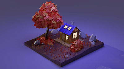 Forest cabin 3d art 3d illustration blender3d