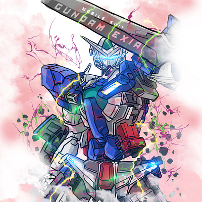 Gundam Exia design gundam gundam00 gundamanime gundamexia illustration illustrator indonesia vector