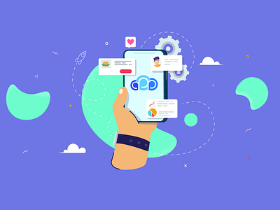 Mobile app branding design flat hand illustration mobile vector