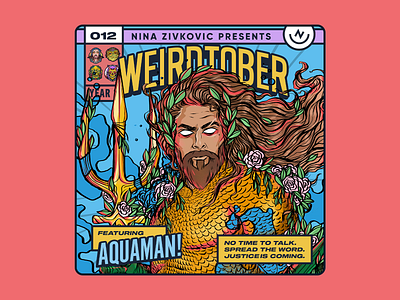 Weirdtober 012/031: Aquaman aquaman arthur curry comic book comic book art comic book cover daily sketch dc dc comics dc universe dceu flowers graphic design illustration jason momoa justice league leaves procreate sketch weirdtober