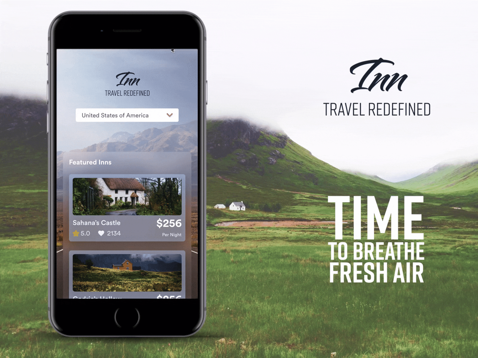Inn - Travel Redefined adobe adobe xd adobe3dtransform adobexd autoanimate design dropdown dropdown ui madewithadobexd. travelapp wanderer