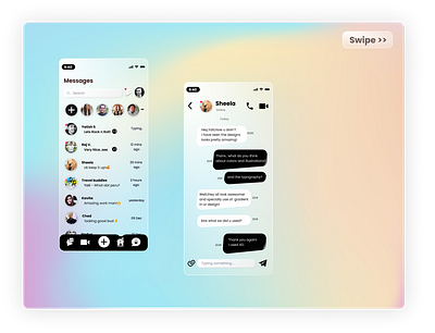 Direct Messaging App Design using glassmorphism. app chat chat app clean dailyui design direct messaging glass glassmorphism graphic design icons ios message message app ui uidesign ux