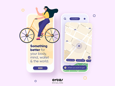 🚴 Cycling App | UI Screen app design application branding agency cycling illustration orcas india ui ui ux uidesign uiux uxdesign