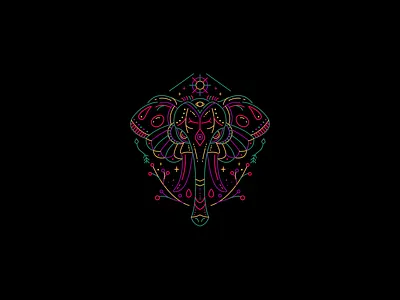 MYTHICAL ELEPHANT africa animal animal art animals art artwork bohemian boho classic clothing elephant illustration lineart linework mandala monoline nature vintage wild wildlife