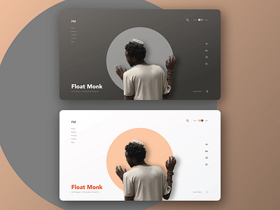 Float Monk Homepage - Dark vs. Light Ui adobe xd branding dailyui dark mode dark theme design float monk float monk landing page photoshop ui ui design ux uxui web