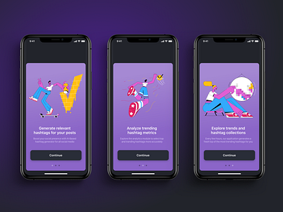 Hashtag Generator iOS app onboarding pages design app design figma design hashmaster hashtag hashtag generator hashtags interface design ios app ios app design mobile app mobile application mobile apps mobile ui ux design