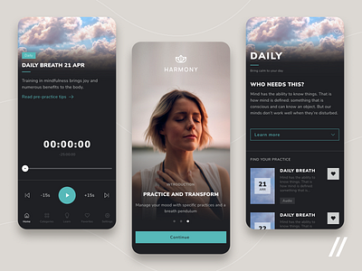 Breath Meditation App app breath breathing design harmony meditation mindfulness mobile mvp online purrweb react native relax relaxation startup ui ux