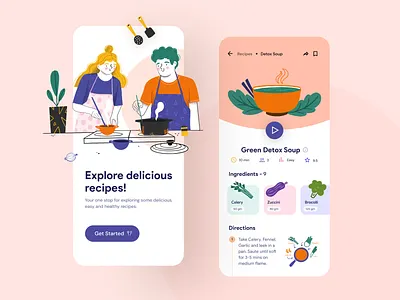Cooking Recipe app concept app design app designer app ui branding illustration minimal illustration ui ui designer ux vector