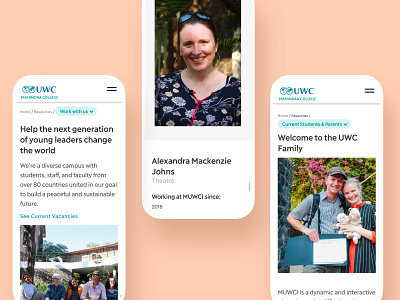 MUWCI Mobile Screens college design education educational layout mobile page responsive school student ui ux web website