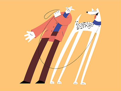 Let's go for a walk dog illustration simple vector walking yellow