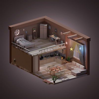 DreamRoom artwork blender blender 2.9 blender 3d blender3d illustration isometric