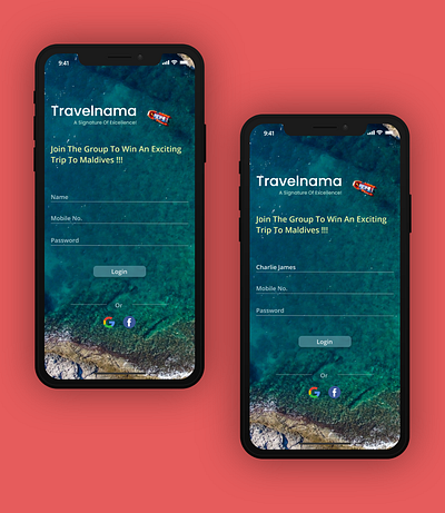 Travel contest signup screen app contest minimal signup travel typography ui ux