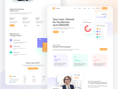 Bank Loan Services "T-Loans" Website Landing Page Concept bank loan bank services banking borrow design loan services psd template trend design 2020 ui ui design ui kit ui web ui web design ui website template uiux uiuxdesign uiuxdesigner web design website website design