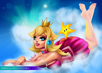 Princess Peach artwork artworks drawing gameart girls illustration mario peach pinup pinup girl princess sexy super