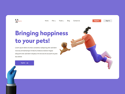 Pet store landing page ui 3d 3dillustration behance clean ui dailyui dribbble landing page minimalist pet care petshop shop uidesign webdesign