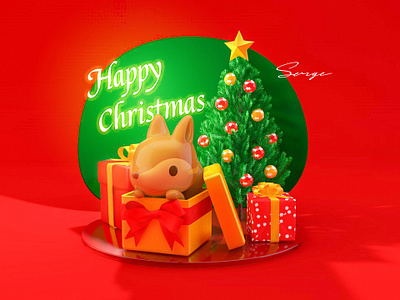 Christmas squirrel 3d 3d art c4d christmas christmas tree garage kit gift squirrel