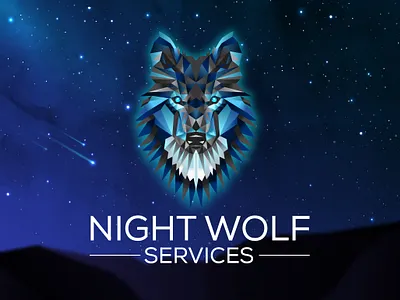 Night Wolf Services - Logo Design brand identity branding design fantasy wolf geometric logo geometric wolf illustration illustrator logo logo design polygonal logo polygonal wolf wolf wolf logo