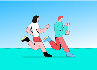 Runners adobe fresh health illustration illustrator joy nature recreation runners sport together