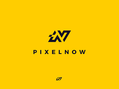 Pixelnow logo brand creative design logo logotype modern pixel sharp sygnet yellow