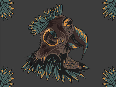 Monkey Parrot | Illustration alt colours 2d abstract animal art black composition digital flat illustration green illustrator ink inking monkey orange parrot poster print red vector vectorart