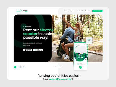 ScooteRent 🛵⚡️ app landing landingpage logo ratajczyk rent rental rental app scooter theme ui ux visiontrust website wordpress