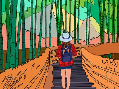 девушка с рюкзаком иллюстрация 2d art illustraion иллюстрация