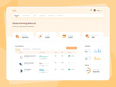 E-commerce Dashboard UI buttons cards ui dashboad dashboard layout ecommerce ecommerce design landscape minimal nav bar products table theme