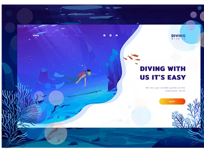 Diving Landing page design illustration ui ux uxui design vector