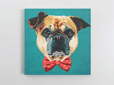 Bulldog art bowtie bulldog canvas print cushion design dog dog portrait graphic design illustration illustrator mobile cover pet pets pillow towel vector vector art vector illustration vectorart