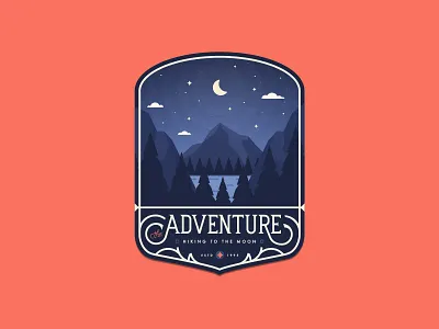 The Adventure - Hiking to The Moon adventure adventure logo badge badge design badge logo badges brand design emblem expedition explore explorer hiker hiking illustration logo moon mountain mountain logo mountains