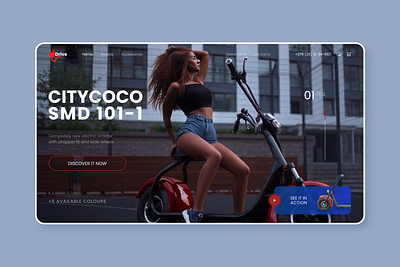 Electro scooter/ Home page branding dark electric fast scooter ui ux web webdesign woman