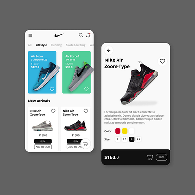 eCommerce Nike Shoes App app design ui