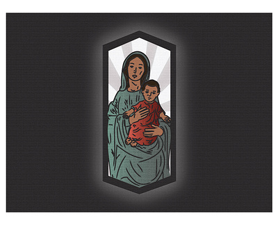 Virgin Mary and Baby Jesus baby jesus catholicism craquelure gradients illustration jesus mary outer glow vector virgin mary