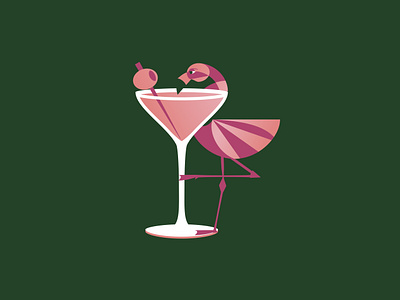 Martini Flamingo - 39/365 bird design geometric geometric art geometric design illustration illustrations martini olive wing